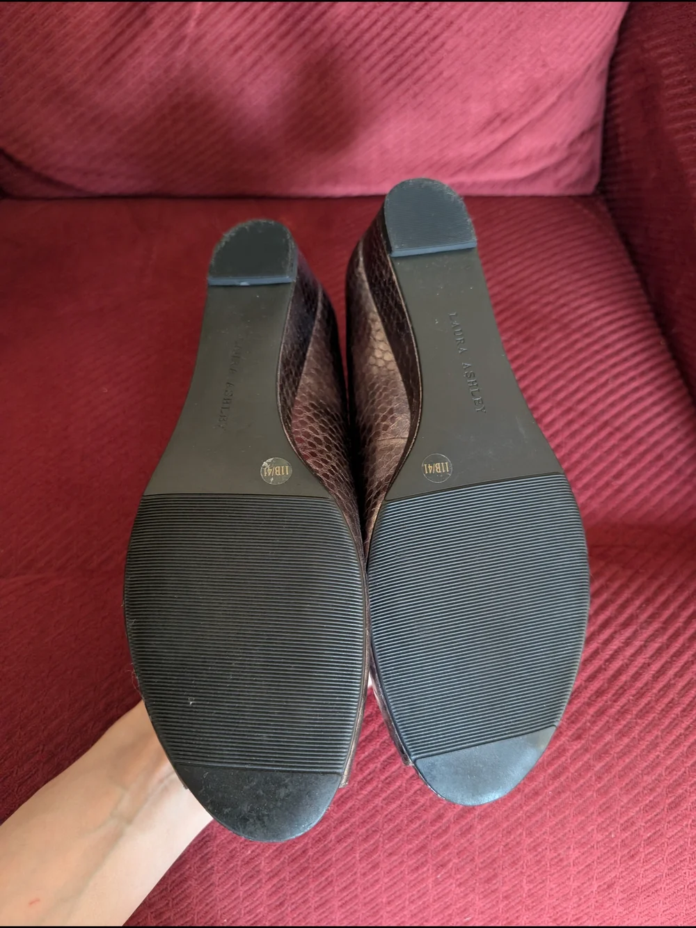 New Laura Ashley Jeweled Peep-Toe Wedges